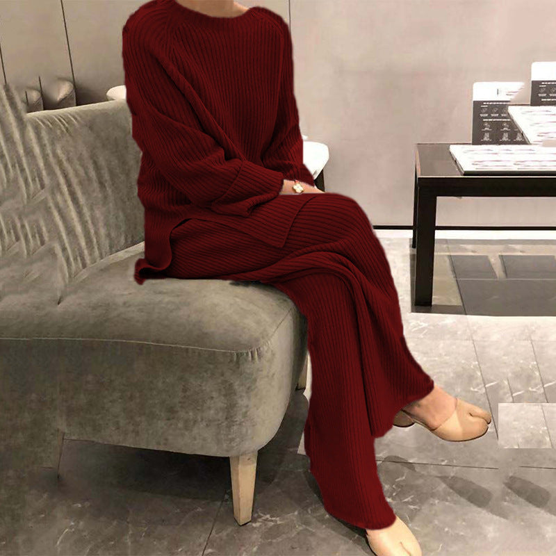 Costume en tricot côtelé pour femmes avec haut ample et jambes larges Levoire