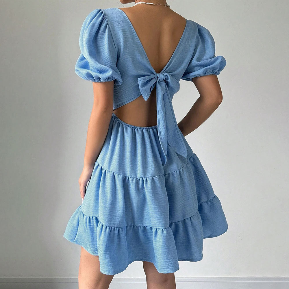 Robe pour femmes avec manches bouffantes et ourlet à volants Levoire