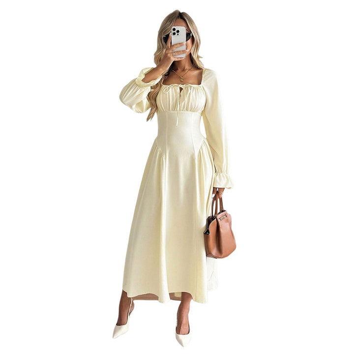 Robe maxi élégante pour femmes avec cordon de serrage sophistiqué et manches bouffantes Levoire