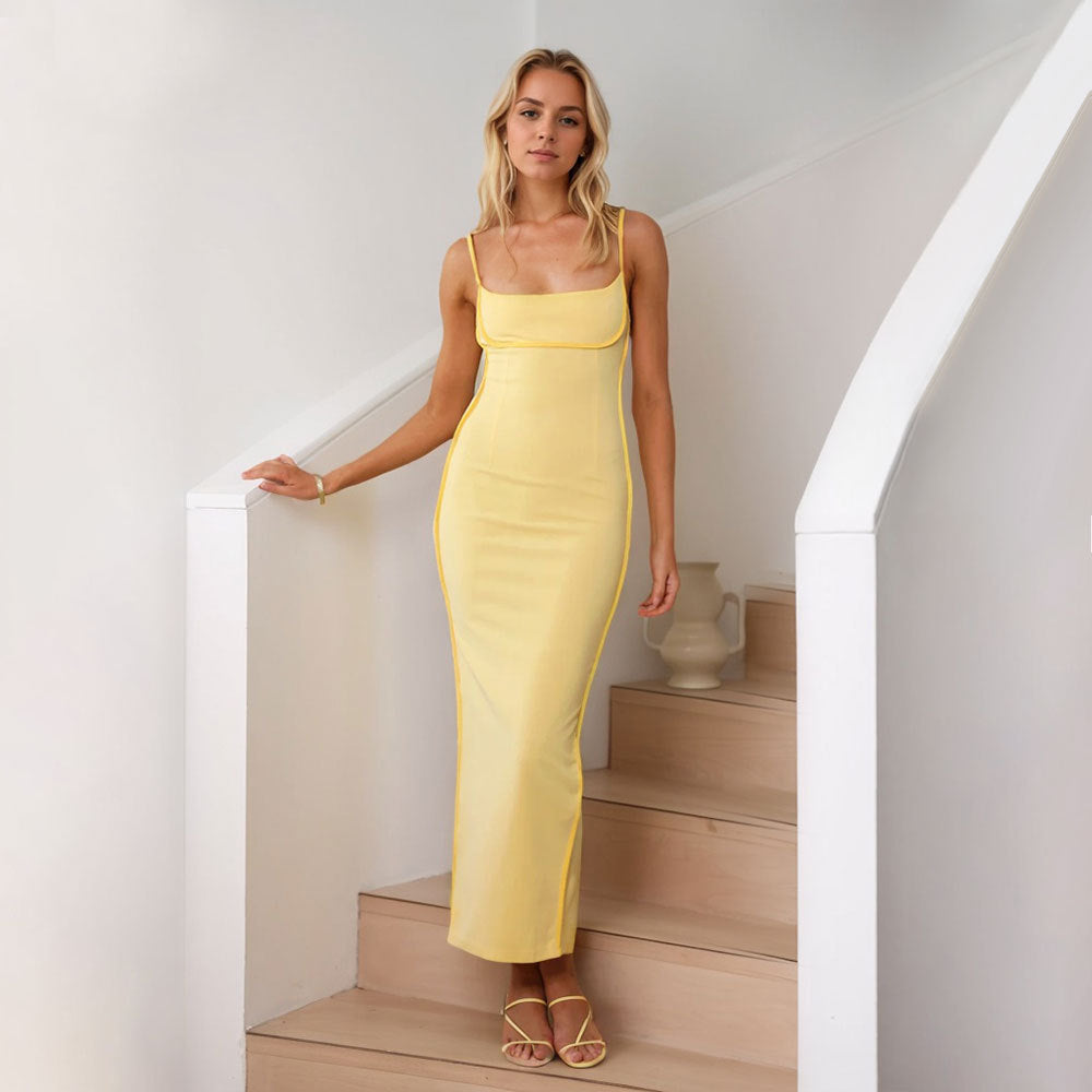 Robe Maxi Couture pour Femmes avec Bretelles Élégantes et Coupe Flatteuse pour la Silhouette Levoire
