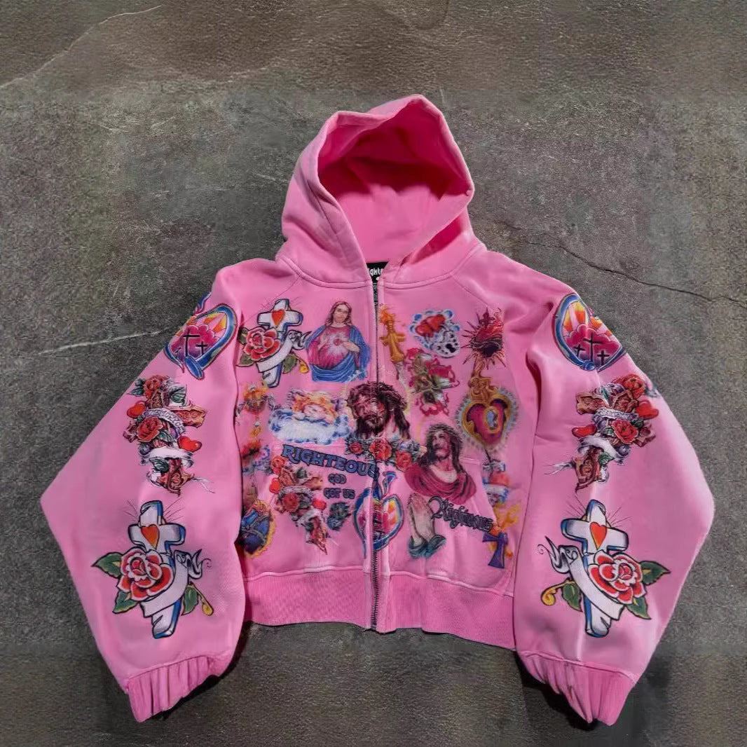 Sweat à capuche pour femmes avec des impressions de tatouages colorés Levoire