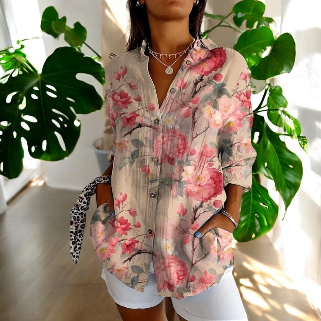 Levoire | Blouse Vive Avec Des Boutons Floraux Pour Femmes Fleur
