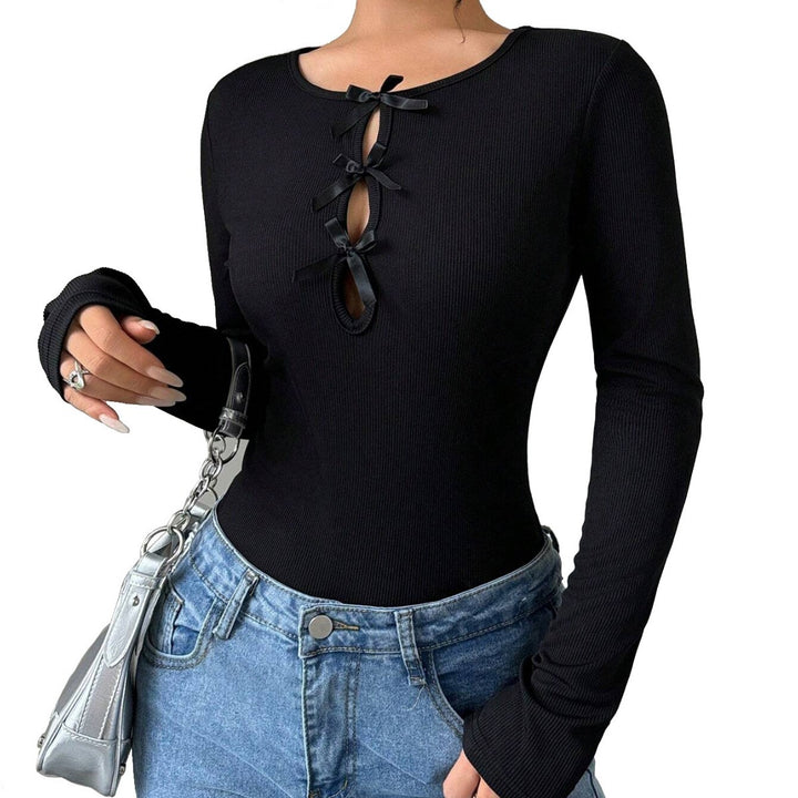 Body féminin avec des nœuds décoratifs et des manches longues Levoire