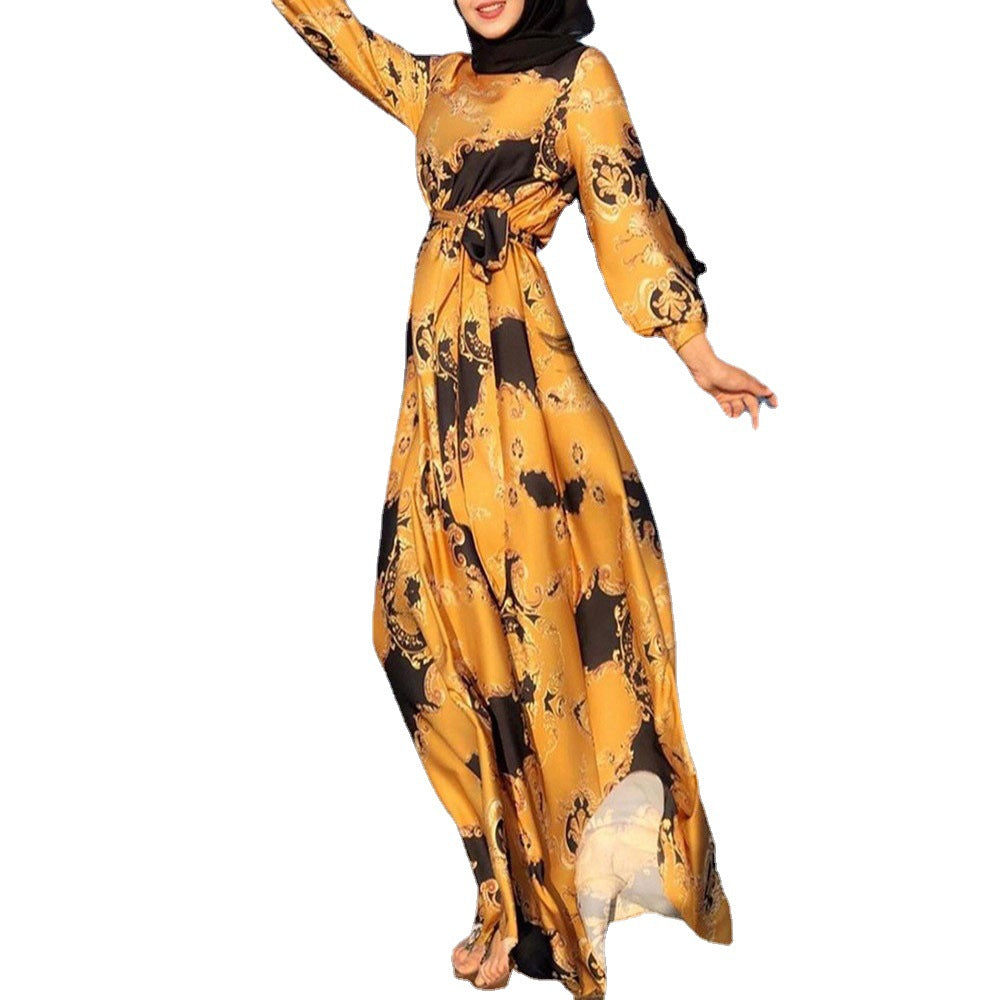 Levoire | Élégant Imprimé Mode Corde Slim Robe