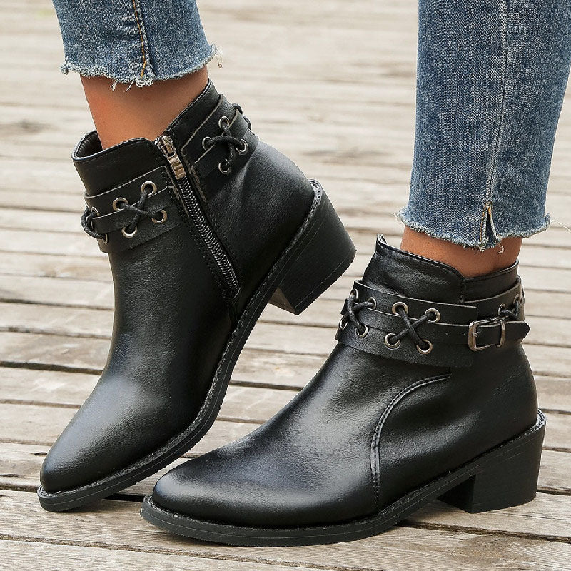 Levoire | Bottes De Vin À Tige Basse À Bout Rond Pour Femmes Noir