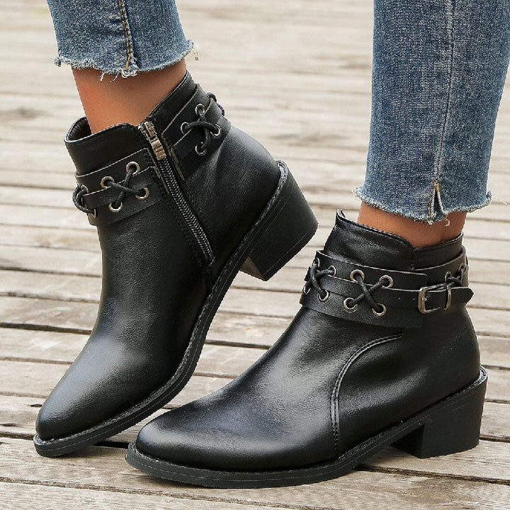 Levoire | Bottes De Vin À Tige Basse À Bout Rond Pour Femmes Noir