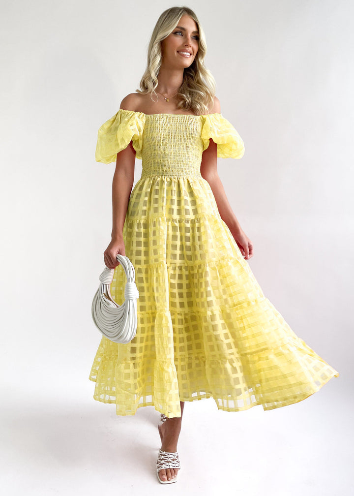 Robe maxi pour femmes avec manches bouffantes et haut élastique Levoire