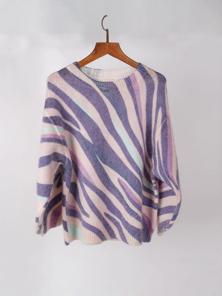 Levoire | Pull Zèbre Lilas/Blanc