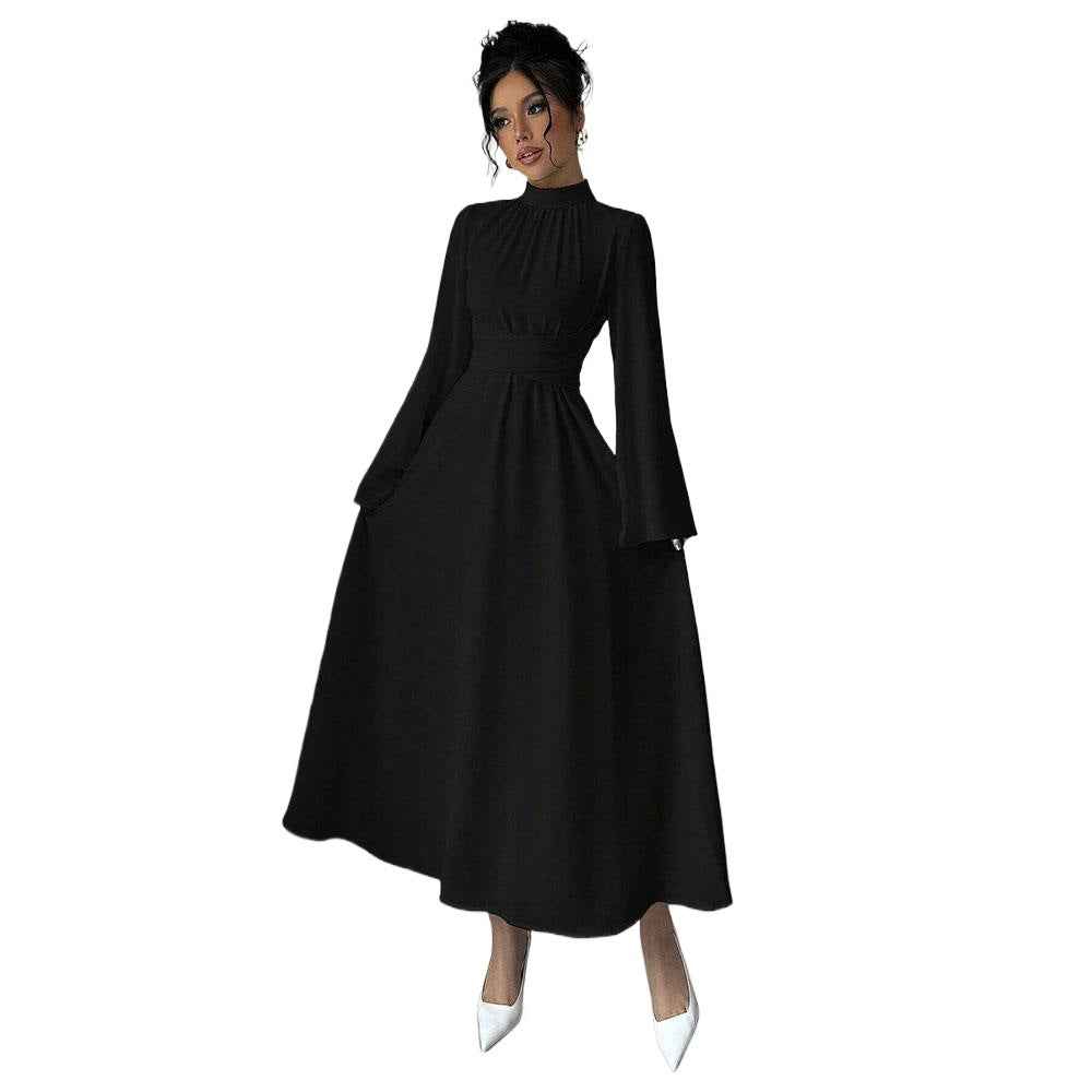 Robe maxi élégante pour femme avec manches fluides et col haut Levoire