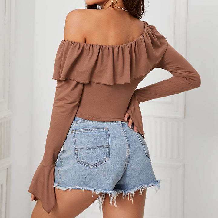 Top asymétrique pour femmes avec volants volumineux Levoire