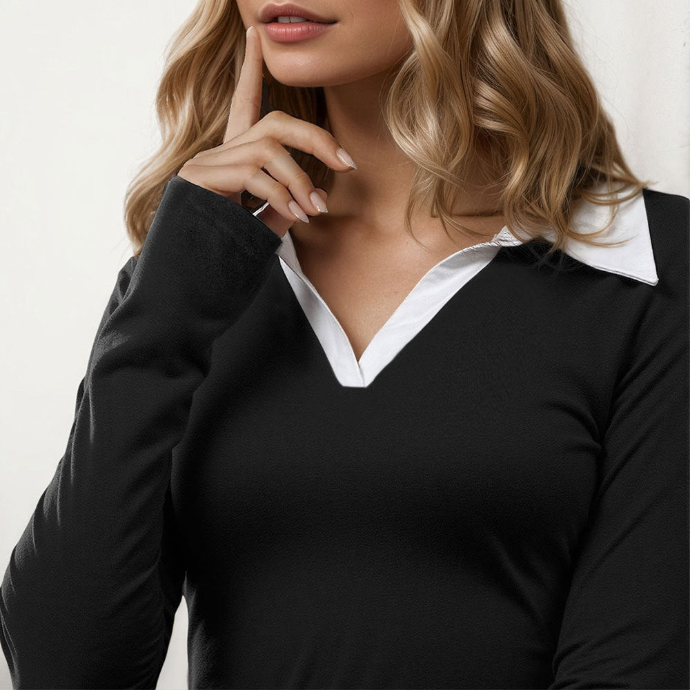 Robe mini élégante pour femmes avec col élégant et manches longues Levoire