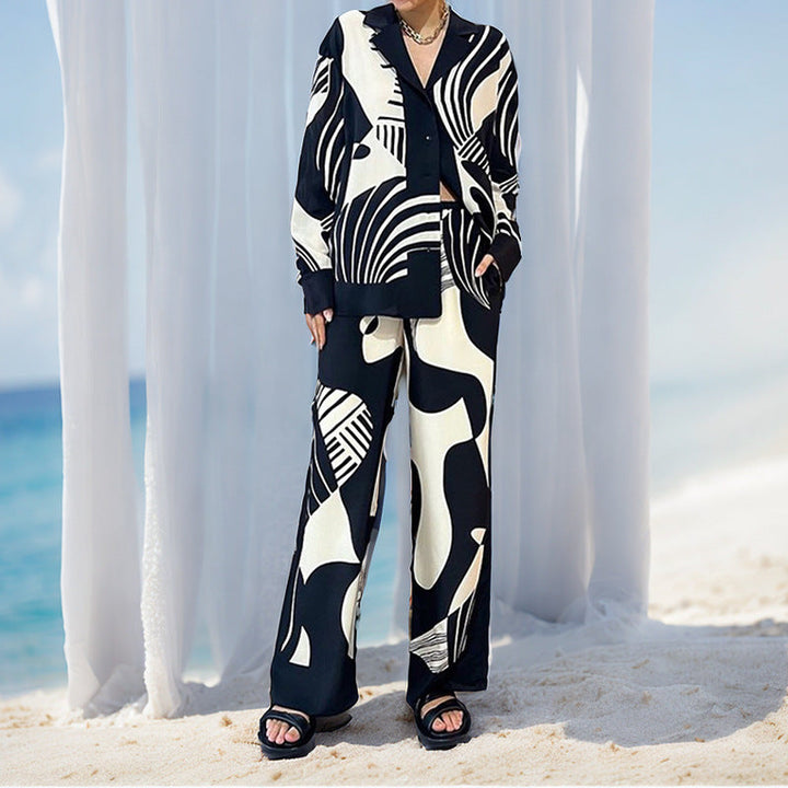 Levoire | Ensemble Imprimé Chic Manches Longues