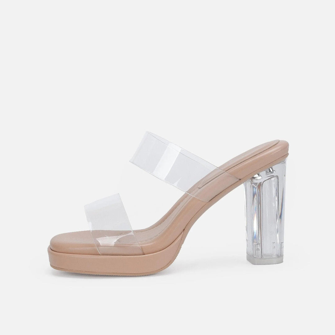 Levoire | Chaussures avec un talon épais transparent Abricot 10CM