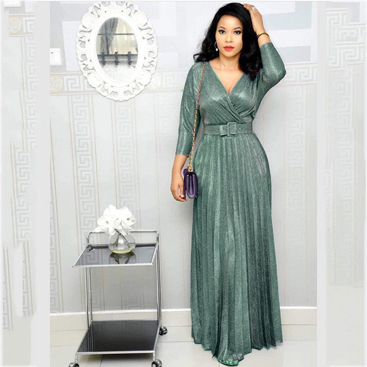 Levoire | Jupes A-ligne élégante avec ceinture en tissu brillant Pfauven Vert