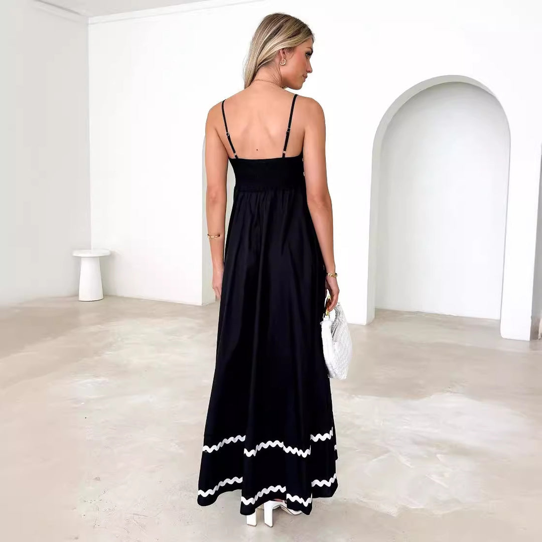 Robe maxi d'été pour femmes en coupe A-line élégante avec des ornements décoratifs sophistiqués Levoire