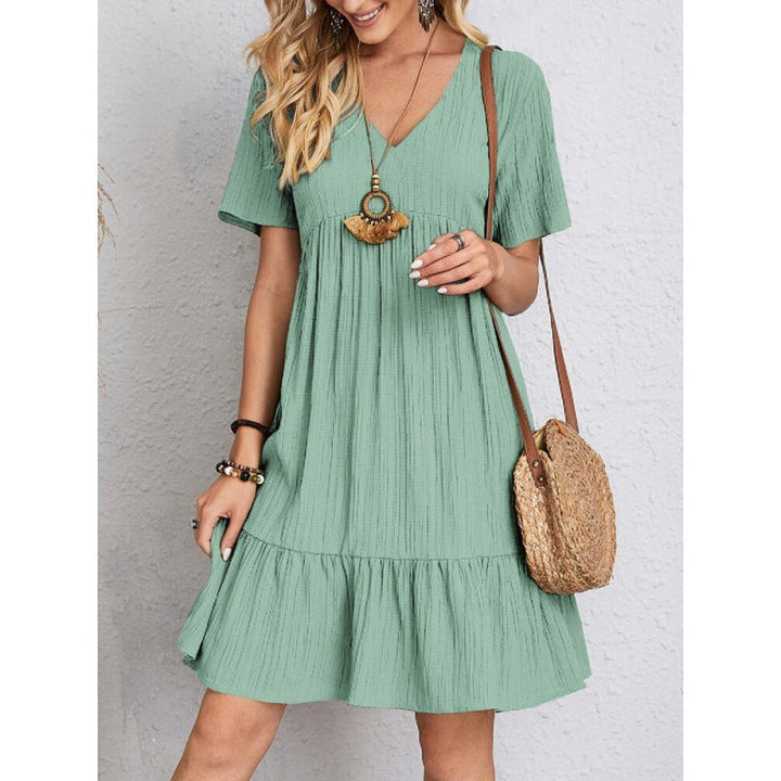 Levoire | Rento Large Robe à Manches Courtes avec Taille Froncée et Tissu Flottant Vert clair