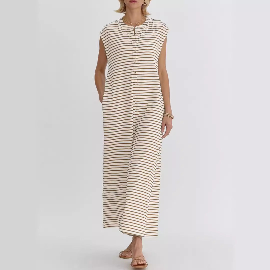 Combinaison décontractée femme avec motif stripes moderne et poches pratiques Levoire