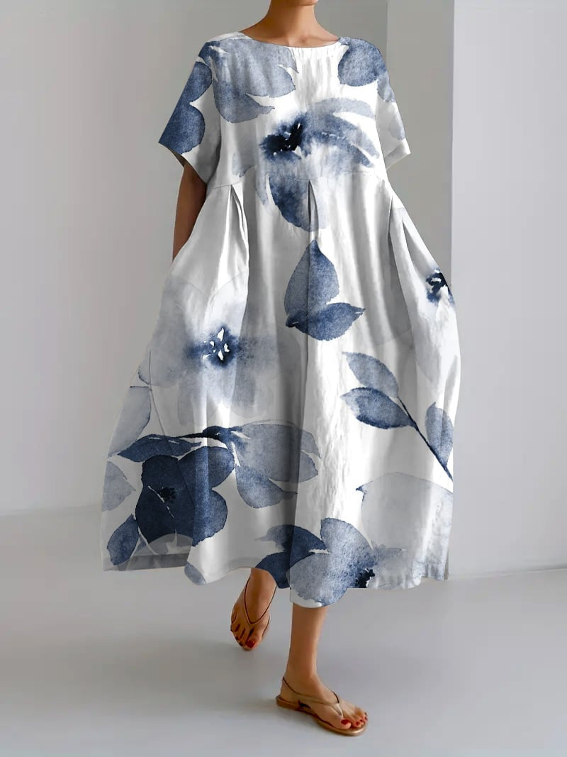Levoire | Robe Maxi Élegante Indigo Fleurs