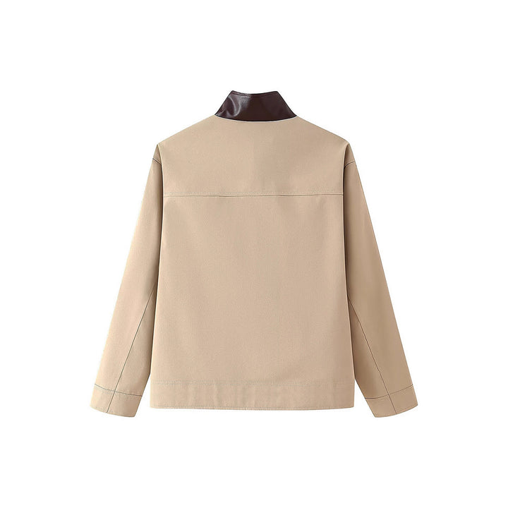 Veste surdimensionnée tendance pour femmes avec doublure à carreaux et col haut Levoire