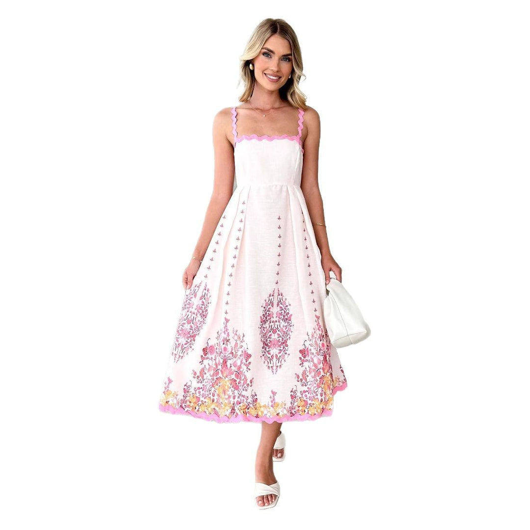 Robe maxi d'été pour femme avec motif floral et ourlet volanté Levoire