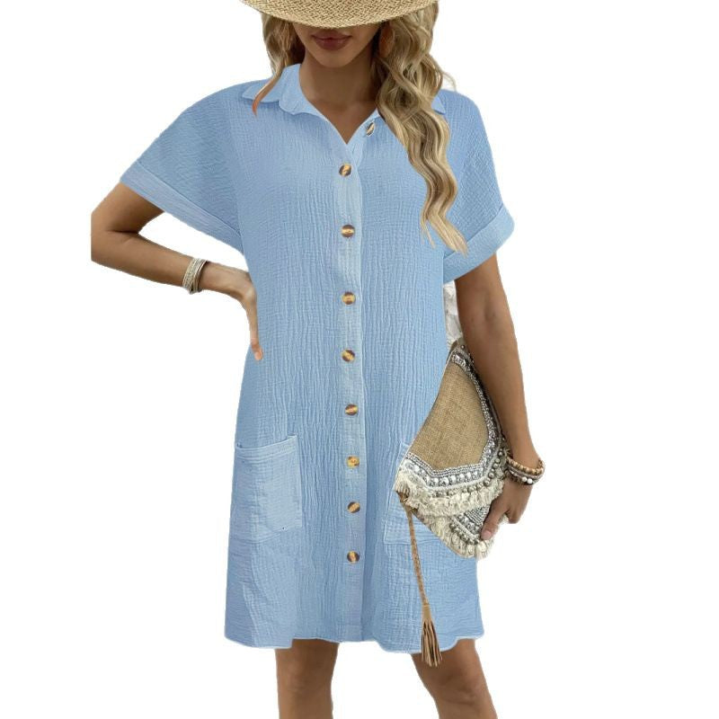 Levoire | Robe Serviette Simple Grand Col V bouton Robe