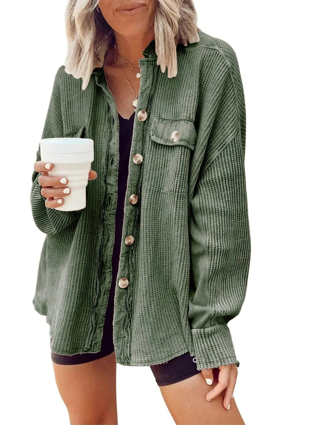 Levoire | Veste en shirt irrégulière pour femmes Vert clair