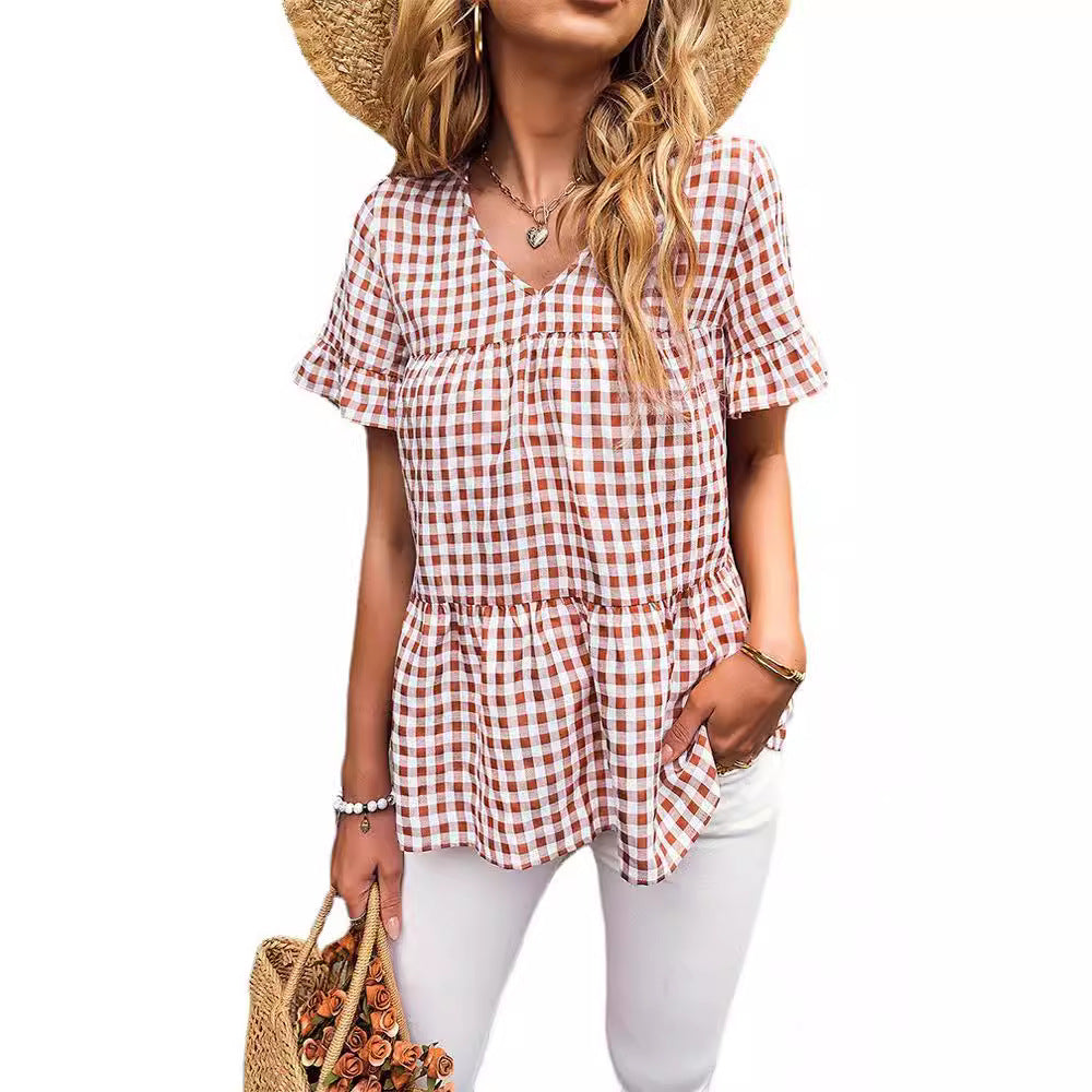 Blouse pour femmes avec décolleté en V et manches volantes Levoire
