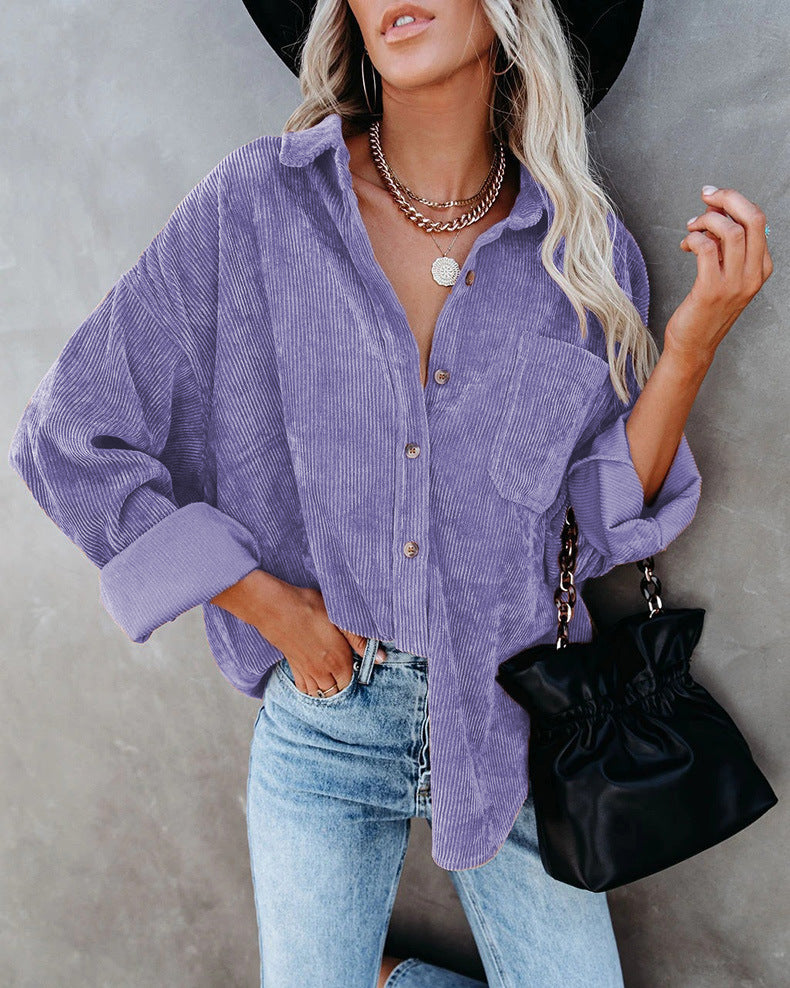 Levoire | Haut En Velours Vintage À Manches Longues Pour Femmes Lilas