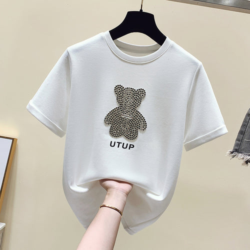 T-shirt femme avec motif d'ours scintillant et coupe décontractée Levoire