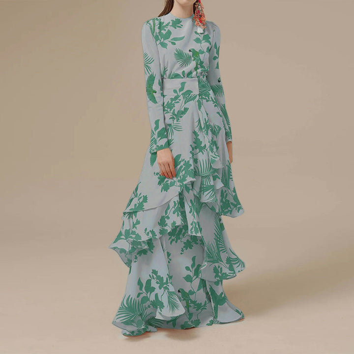 Levoire | Robe Rouge Imprimée Au Design Moderne Vert