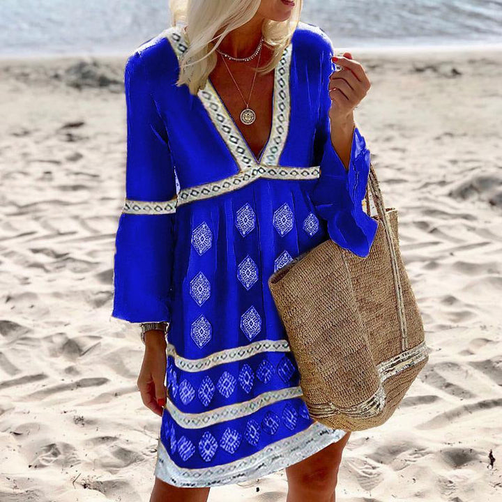 Levoire | Élégante robe midi imprimée à manches longues