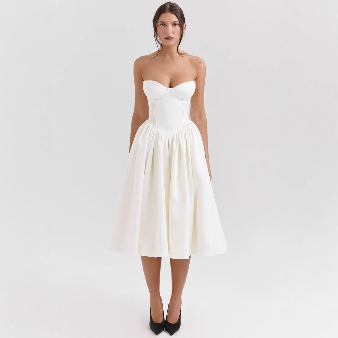 Robe de cocktail élégante pour femmes avec top corset et jupe volumineuse Levoire