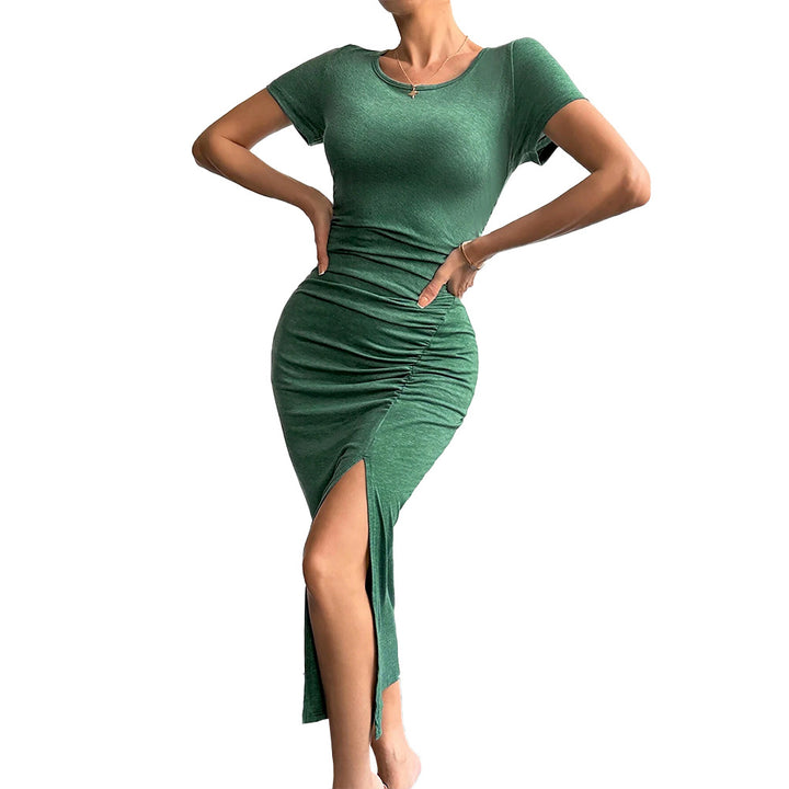 Robe enveloppante ajustée pour femmes avec fente sur le côté et détails en volants Levoire