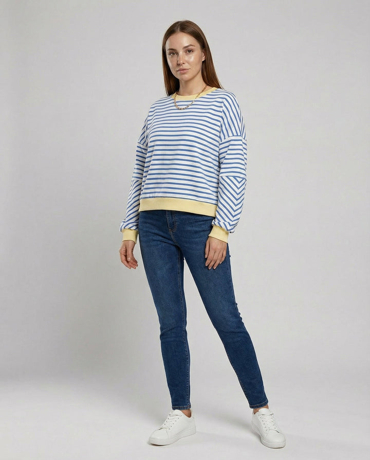 Boxy Sweatshirt Femme Rayé | Avriane