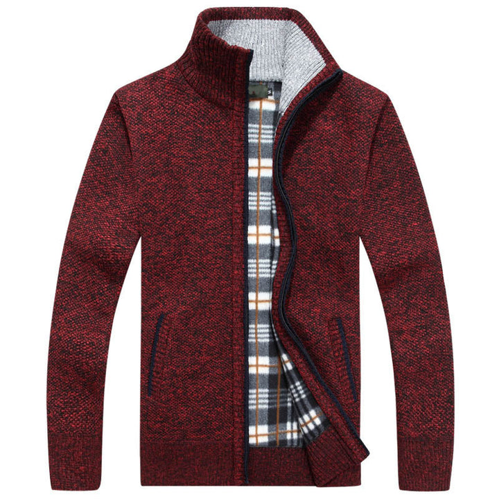 Levoire | Veste En Tricot Pour Hommes Avec Doublure En Polaire Bordeaux