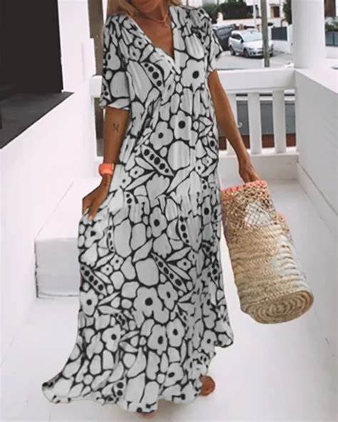 Levoire | Robe Florale Imprimée Élégante Noir