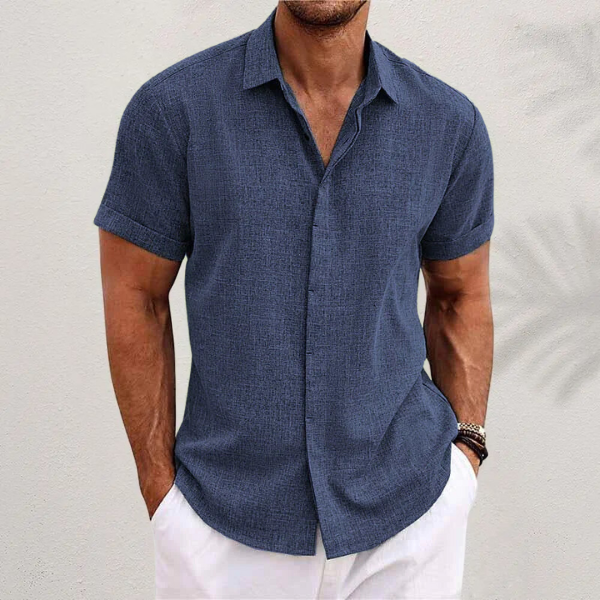 Levoire | Short Sleeve Button-Up Shirt Bleu