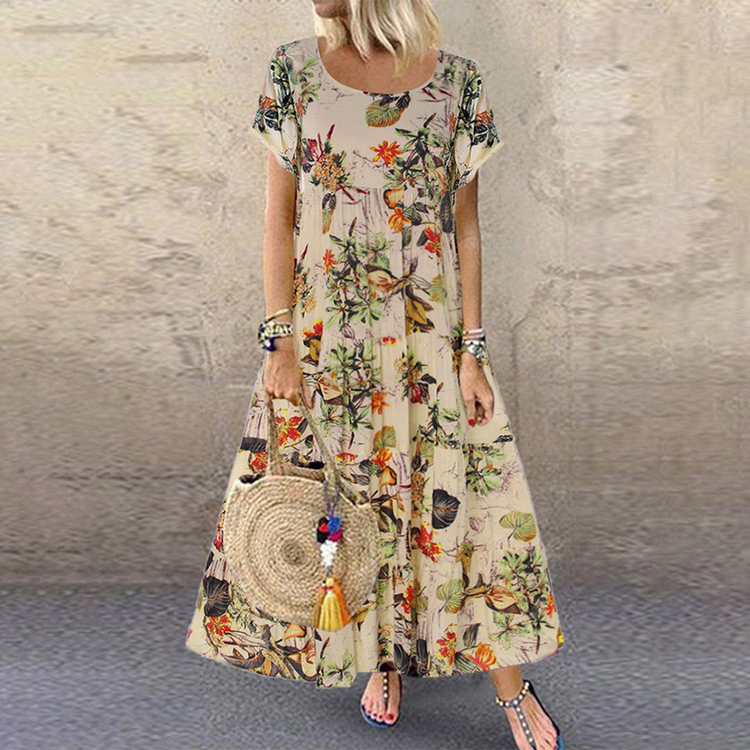 Levoire | Robe Longue À Fleurs Style Vintage Orange