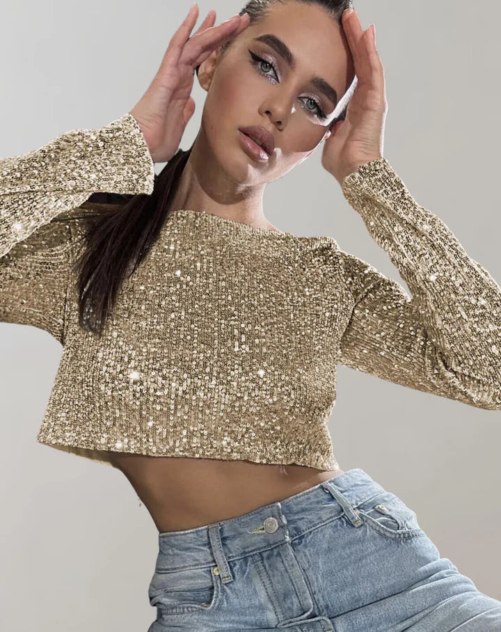Levoire | Crop-Top Scintillant Pour Une Apparition Glamour Or