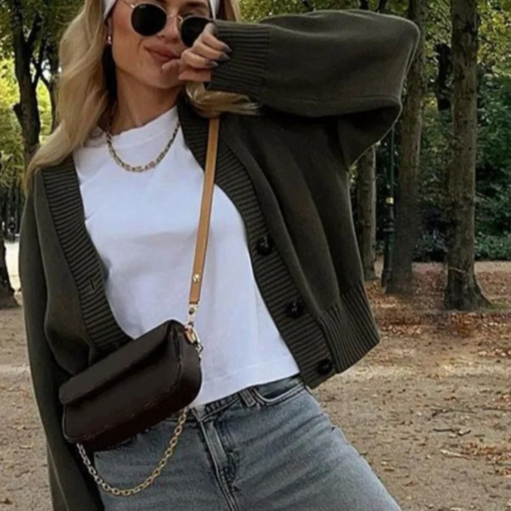 Levoire | Vert Olive Gilet En Maille À Col En V