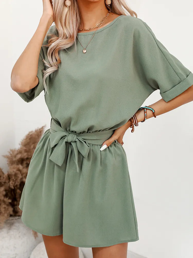 Levoire | Combinaison À Col Rond Avec Ceinture Vert olive