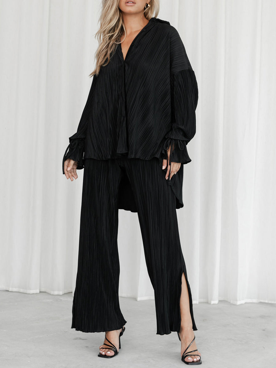 Levoire | Ensemble Assorti Ensemble Léger Deux Pièces Pantalon Et Chemise Pour Toutes Les Occasions Noir