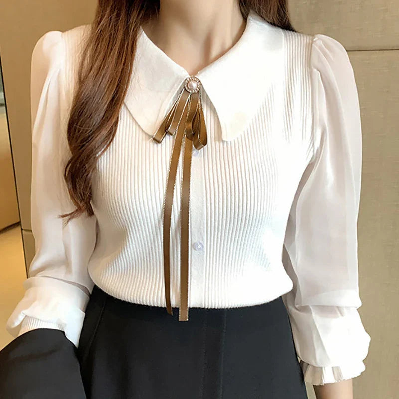 Levoire | Pull Élégant Pour Femmes Avec Col Blanc Une taille