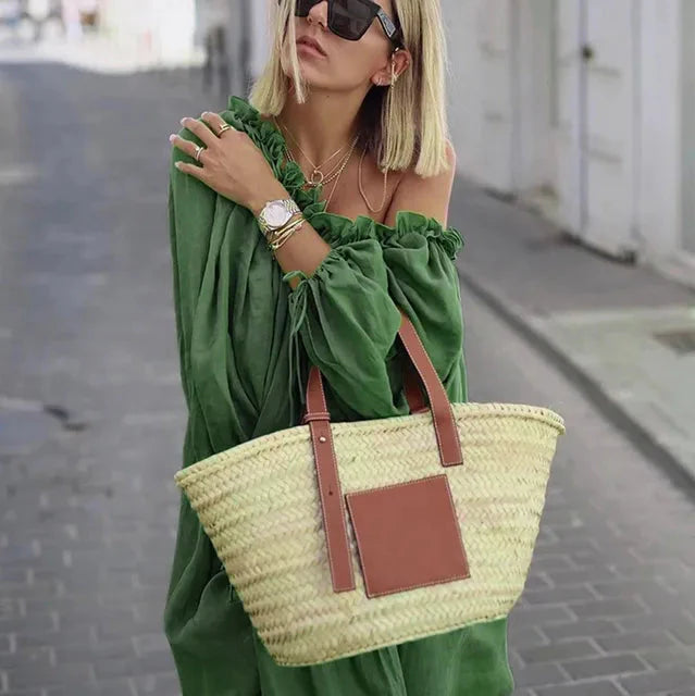 Levoire | Robe À Épaule Décontractée Coupe Larges Manches Robe Maxi Robe Boho Vert