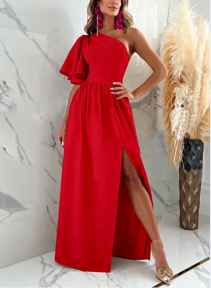 Levoire | Robe Maxi À Une Épaule Et À Coupe Fluide Rot