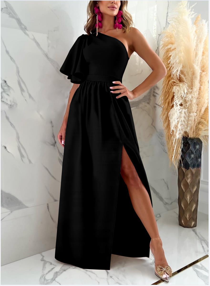 Levoire | Robe Maxi À Une Épaule Et À Coupe Fluide Noir