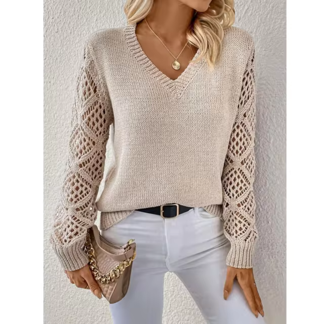 Levoire | T-Shirt En Jersey Décontracté Avec Décolleté En V Beige