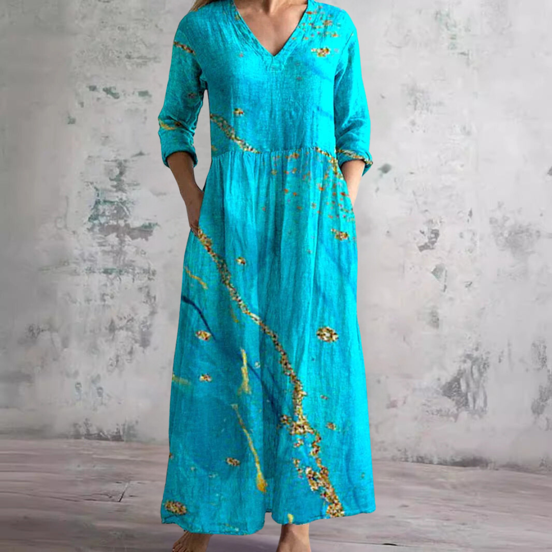 Levoire | Robe Florale Grâce Turquoise vif