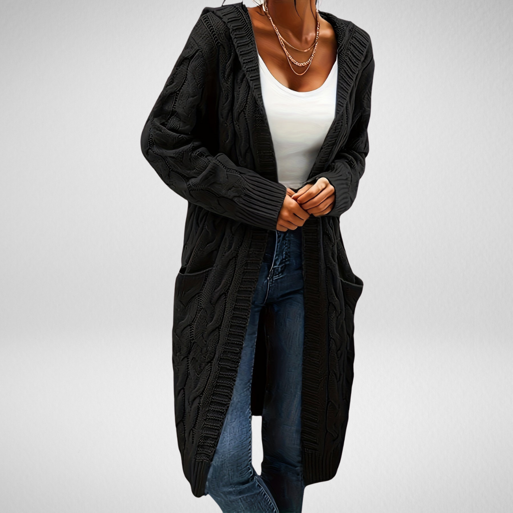Levoire | Cardigan Doux À Capuche Avec Poches Noir