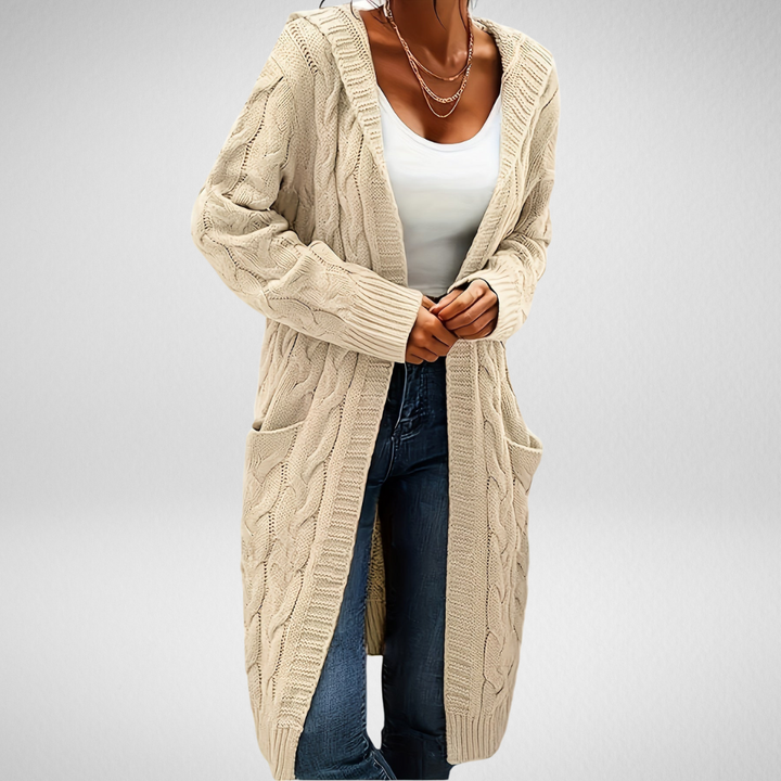 Levoire | Cardigan Doux À Capuche Avec Poches Beige
